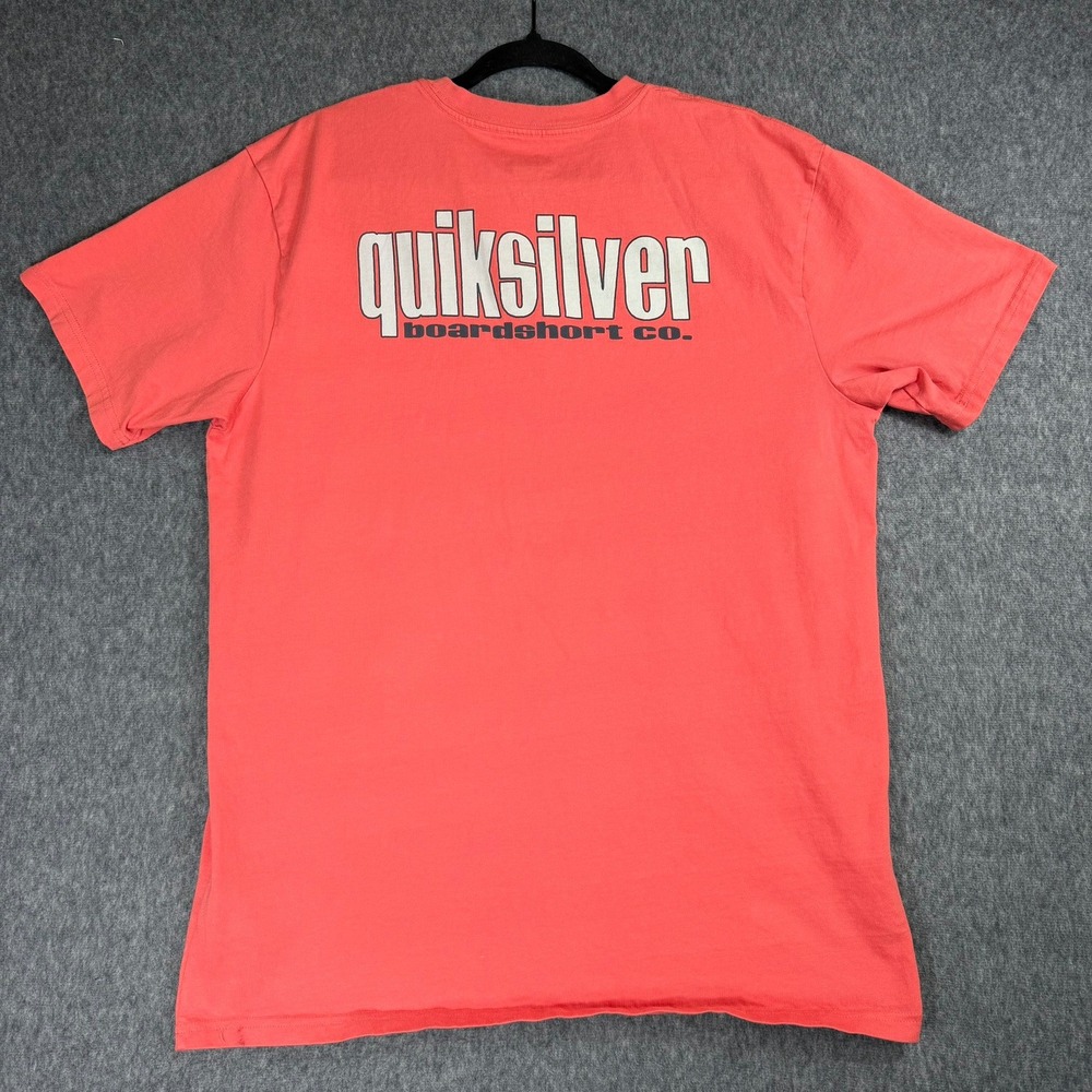 Quiksilver T-Shirt Mens Large Coral Quiksilver Boardshort Co Graphic Regular Fit - Picture 1 of 7